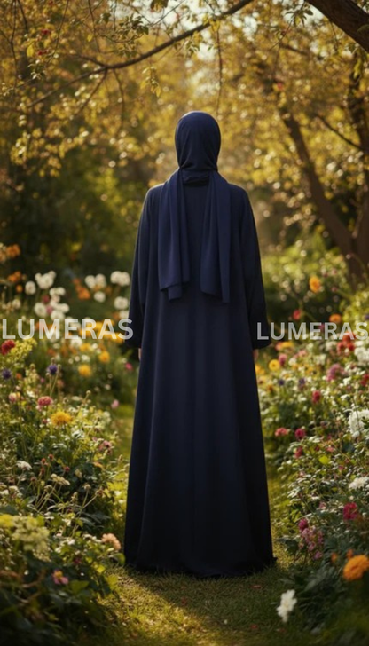 EMBROIDERED ABAYA IN NAVY BLUE COLOR
