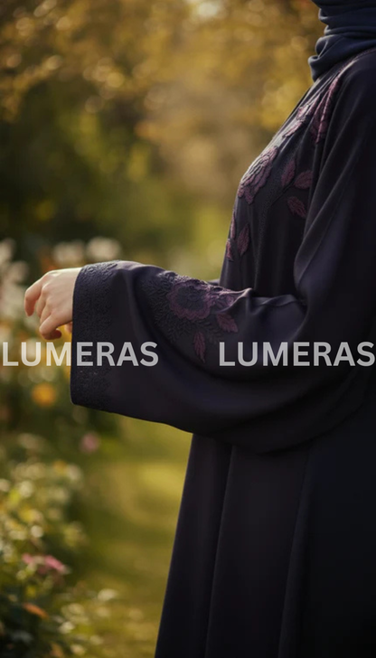 EMBROIDERED ABAYA IN PURPLE COLOR