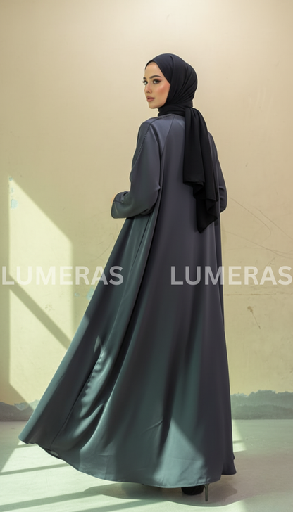 FRONT OPEN ABAYA IN GRAY COLOR
