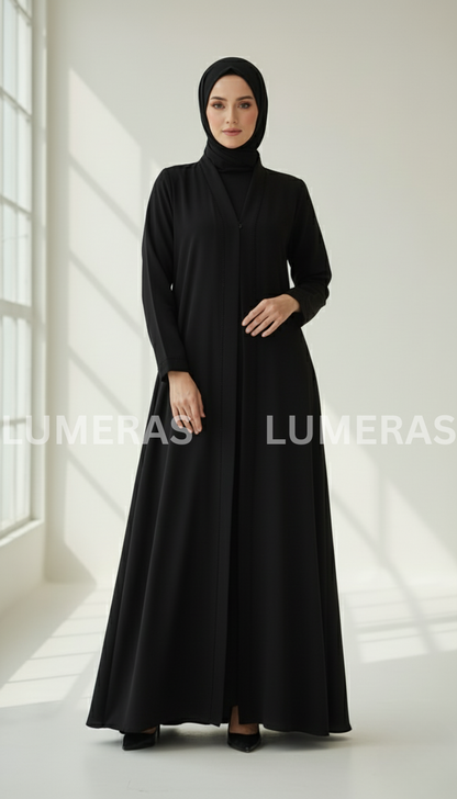 FRONT OPEN ABAYA IN BLACK COLOR