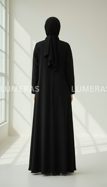 FRONT OPEN ABAYA IN BLACK COLOR