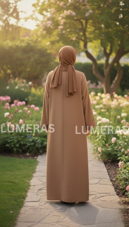 EMBROIDERED ABAYA IN BROWN COLOR