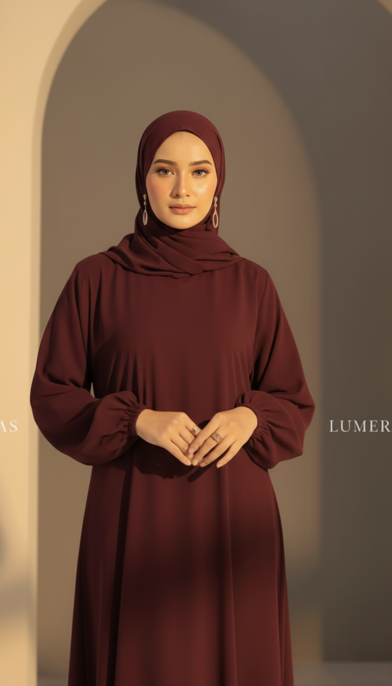 MAXI ABAYA IN MAROON COLOR