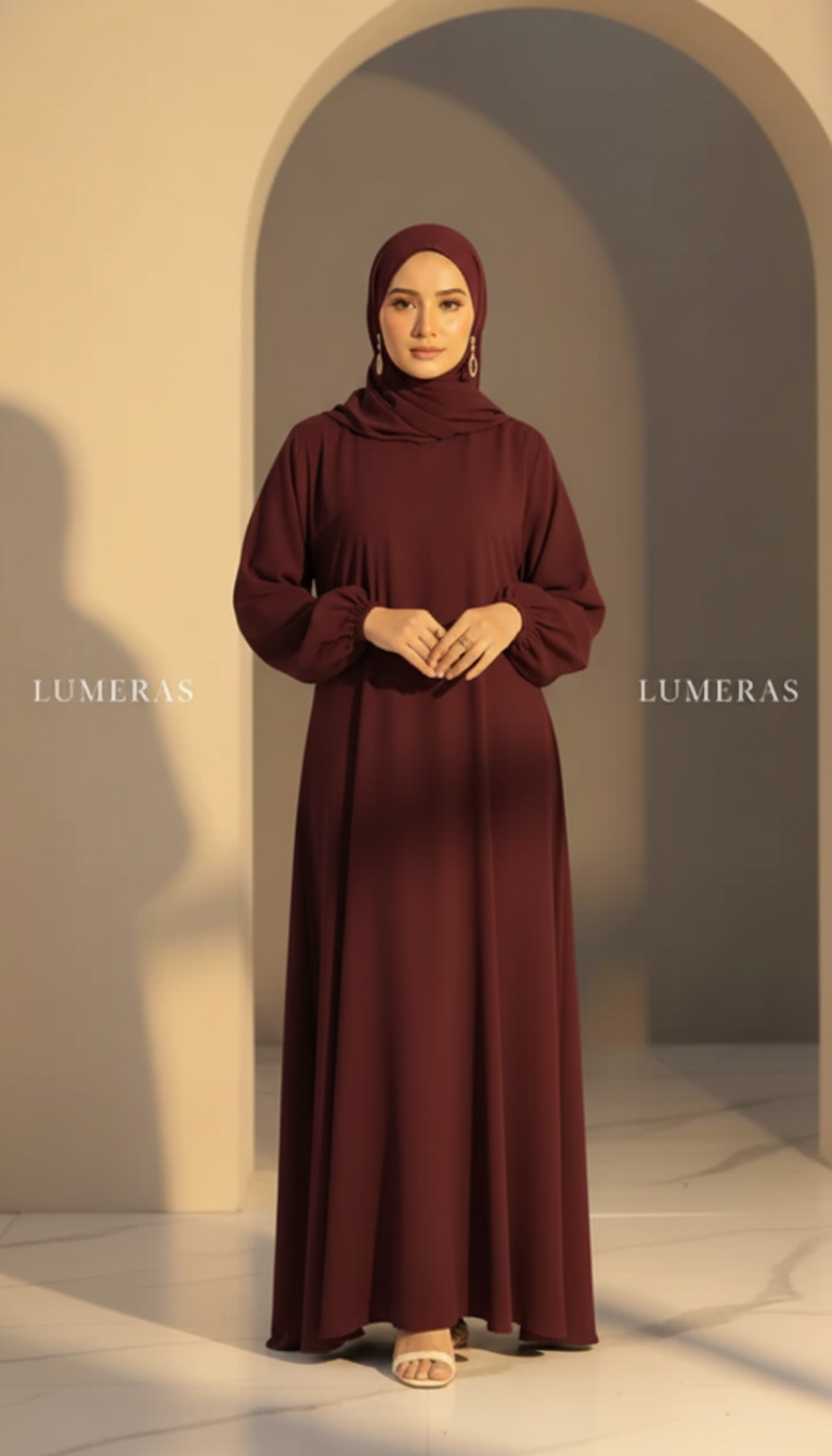 MAXI ABAYA IN MAROON COLOR