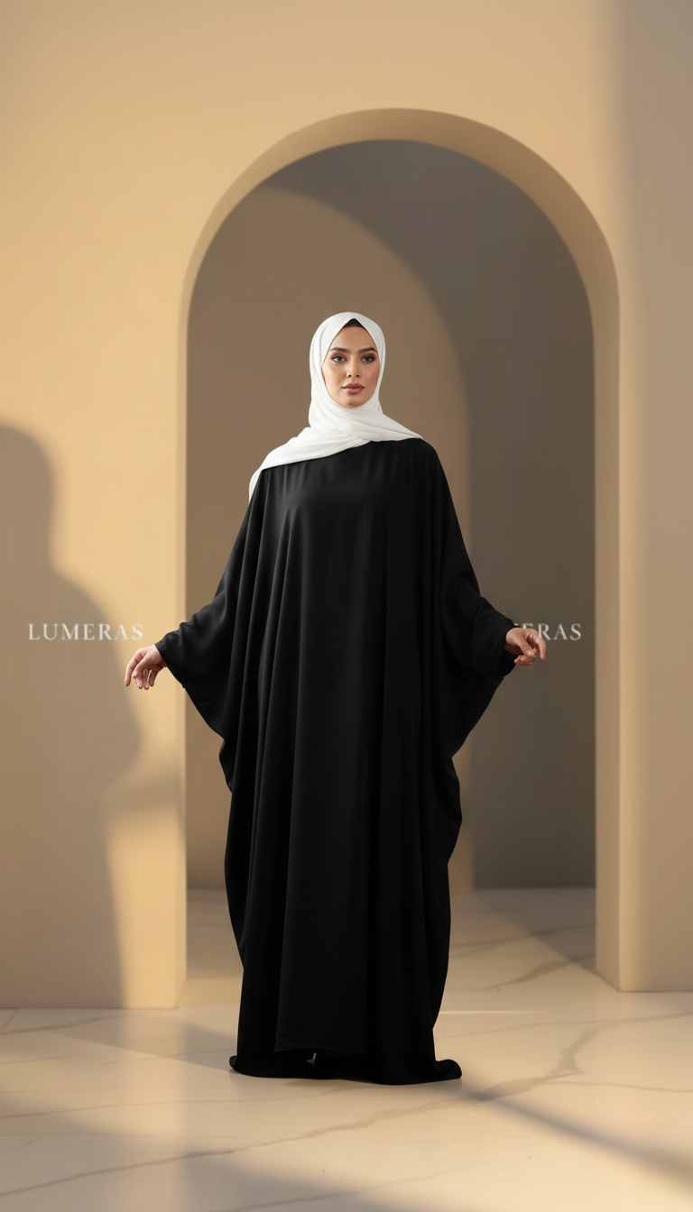 BUTTERFLY ABAYA IN BLACK COLOR