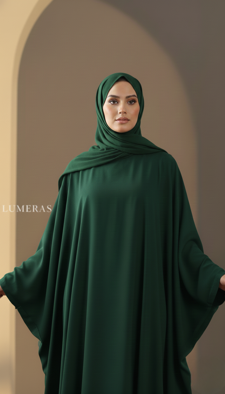BUTTERFLY ABAYA IN GREEN COLOR