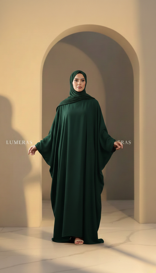 BUTTERFLY ABAYA IN GREEN COLOR