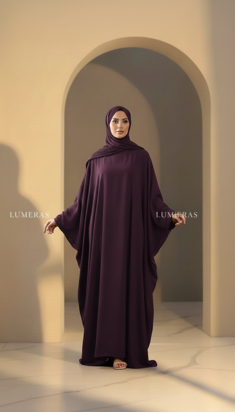 BUTTERFLY ABAYA IN PURPLE COLOR