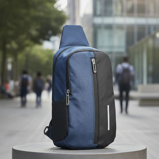 Blue And Black Sling Backpack Providing Durable Quality With Comfortable Carry Stylish Design